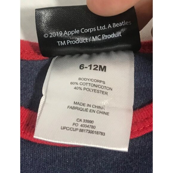 The Beatles Baby Bodysuit 6-12M Long Sleeve Navy Red Cotton Blend Snap Closure - Picture 6 of 6